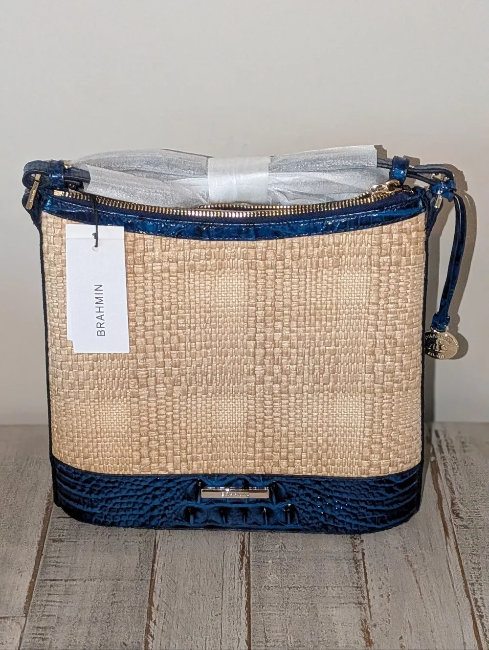 Brahmin Katie Sapphire Beachrose Straw Bag - Picture 5 of 8